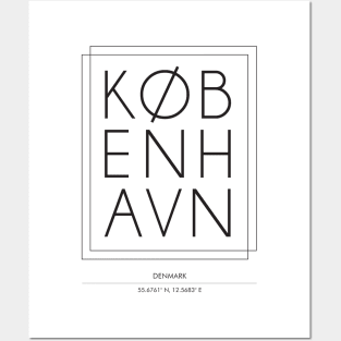 Kobenhavn, Copenhagen city minimal typography 2 Posters and Art